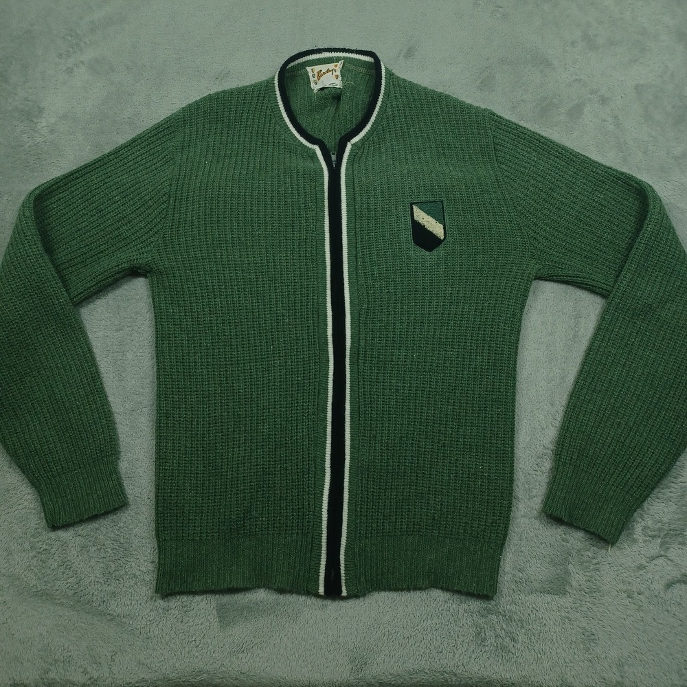 Vintage Barclay Sweater Womens Medium Green Knit Full Zip Long Sleeve Casual
